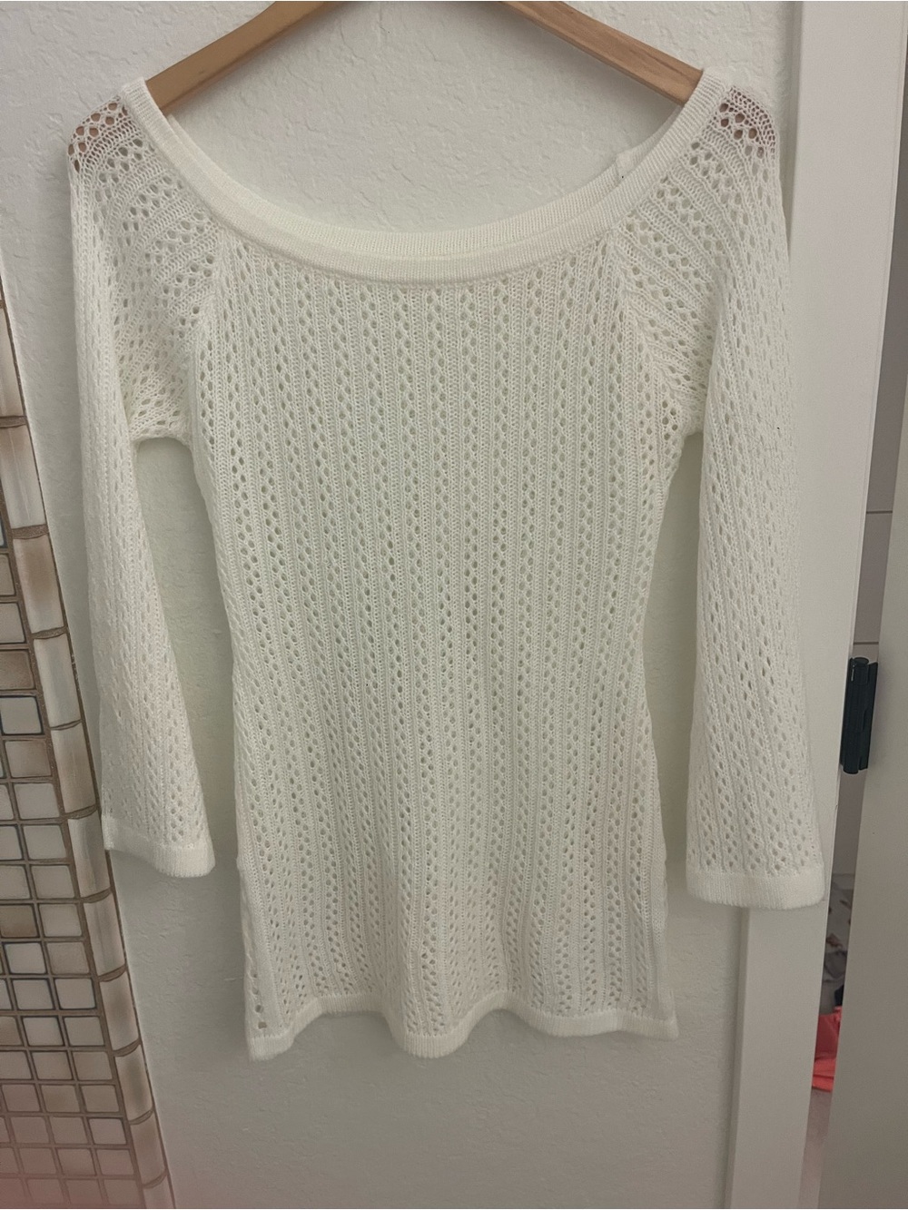 Open-Knit Cream Women's Sweater